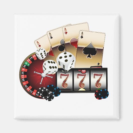 Aimant casino, vegas, poker, jeu, adulte (Devant)