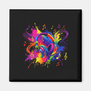 Aimant Casque audio coloré avec une illustration de notes