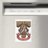 Aimant Casque de pompier vintage sauveur de vie (In Situ (Lave-vaisselle))