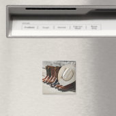 Aimant Casquette de cowboy sur la rangée de bottes de cow (In Situ (Lave-vaisselle))