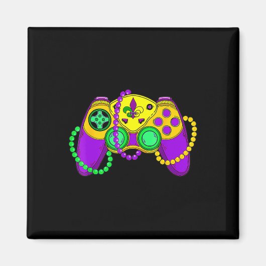 Aimant Casquette de manette de jeu vidéo rétro Mardi Gras (Devant)