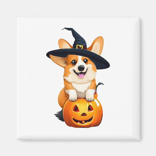 Aimant Casquette de sorcière Halloween Corgi (Devant)