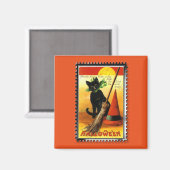 Aimant Casquette des sorcières assis de Halloween Kitty (Recto/Verso)