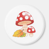 Aimant Casquette rouge Toadstool Champignons avec Feuille (Devant)