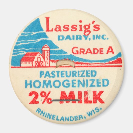 Aimant Casquette vintage de bouteille de lait (Devant)