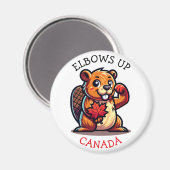 Aimant Castor avec feuille d'érable et coudes au Canada B (Recto/Verso)