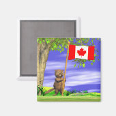 Aimant Castor et drapeau canadiens (Recto/Verso)