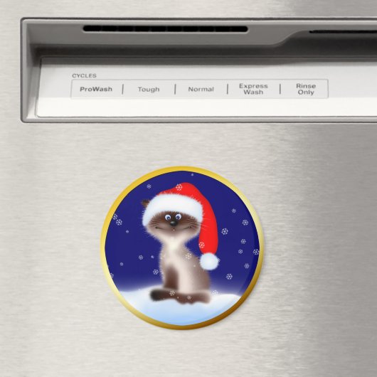 Aimant Cat à Santa Hat (In Situ (Lave-vaisselle))