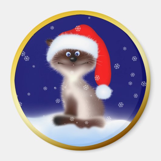 Aimant Cat à Santa Hat (Devant)