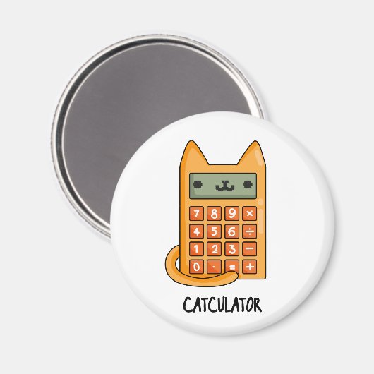 Aimant Cat-culator Funny Calculator Pun (Recto/Verso)