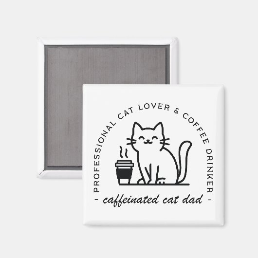 Aimant Cat dad and coffee lovers hipster (Recto/Verso)