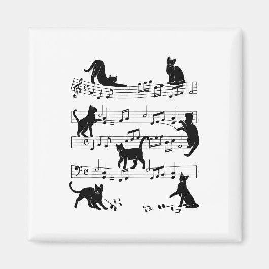 Aimant Cat Kitty Jouer Musique Clef Piano Musicien Art (Devant)