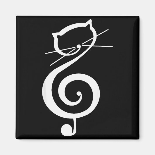 Aimant Cat Kitty Treble Music Clef Funny Cat Music Notes (Devant)