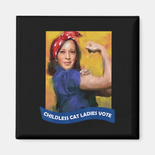 Aimant Cat Ladies Vote Kamala 2024 Rosie Le Riveter