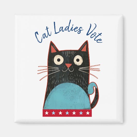 Aimant Cat Ladies Vote Script Feminist Rustic Funny migno (Devant)