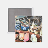 Aimant Cat Looking at Sushi (Recto/Verso)