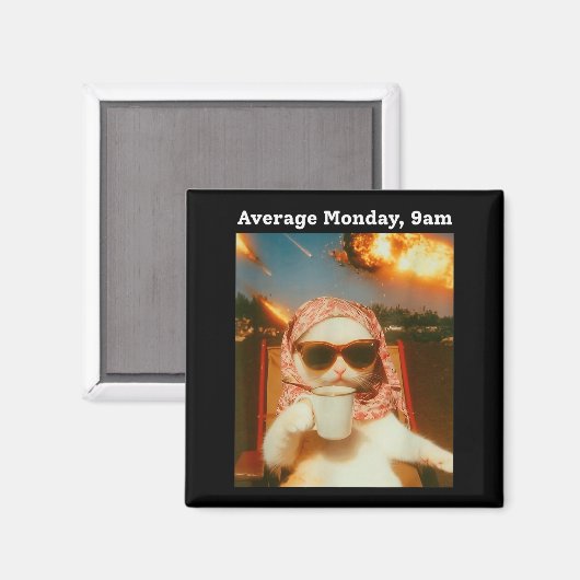 Aimant Cat Meme Average Monday 9am Funny Sarcastic Back T (Recto/Verso)