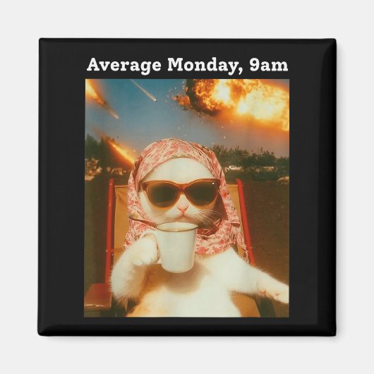 Aimant Cat Meme Average Monday 9am Funny Sarcastic Back T (Devant)