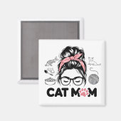 Aimant "Cat Mom" Funny Cute Cat Lover Women (Recto/Verso)