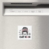 Aimant "Cat Mom" Funny Cute Cat Lover Women (In Situ (Lave-vaisselle))