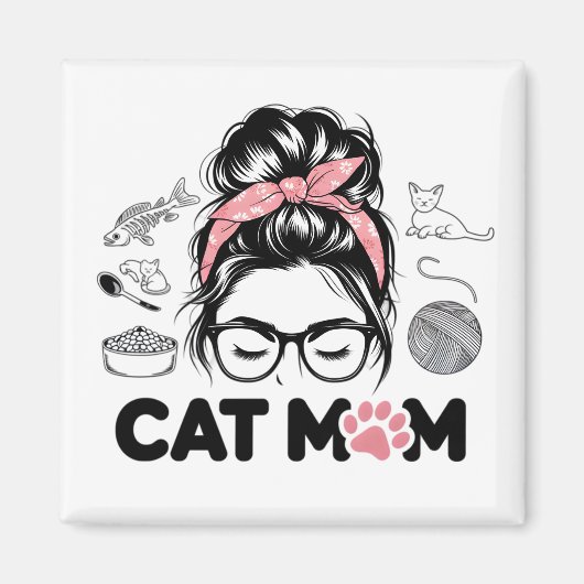 Aimant "Cat Mom" Funny Cute Cat Lover Women (Devant)