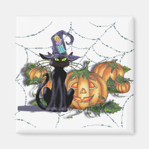 Aimant CAT NOIR, CASQUETTE, WEB et JACK par SHARON SHARPE