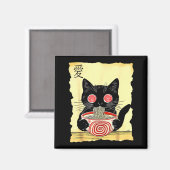 Aimant Cat Ramen Japanese Funny Graphic Tees Kawaii Anime (Recto/Verso)