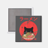 Aimant Cat Ramen Japanese Funny Graphic Tees Kawaii Cat A (Recto/Verso)