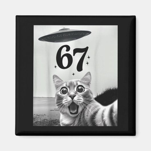 Aimant Cat Selfie With Alien Ufo And 67 Funny 6 7 For Men (Devant)