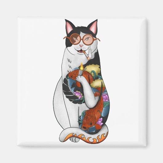 Aimant cat smoking (Devant)