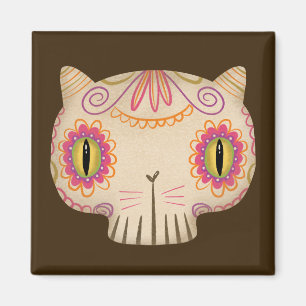 Aimant Cat Sugar Skull Catrina - Jour des morts