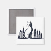 Aimant Cat Vector Art Animal Moderne Urbain Graphique Vil (Recto/Verso)