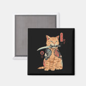 Aimant Catana Chat Vintage Cute Chat d'inspiration japona (Recto/Verso)