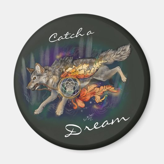 Aimant Catch a Dream, Dreamcatcher Wolf~Magnets (Devant)