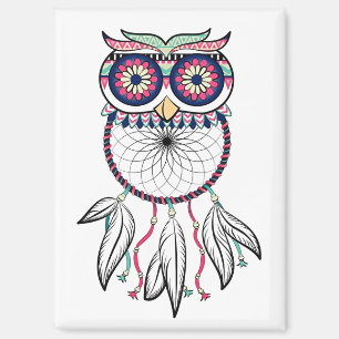 Aimant Catcher de rêve de hibou illustré