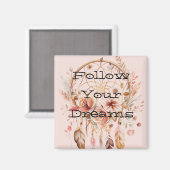 Aimant Catcher de rêve floral rose pâle (Recto/Verso)