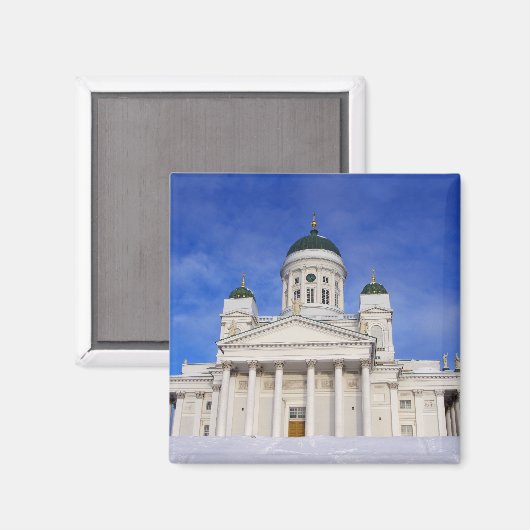 Aimant Cathédrale D'Helsinki (Tuomiokirkko) En Hiver (Recto/Verso)
