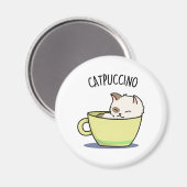 Aimant Catpuccino Funny Kitty Chat En Pun De Coupe (Recto/Verso)