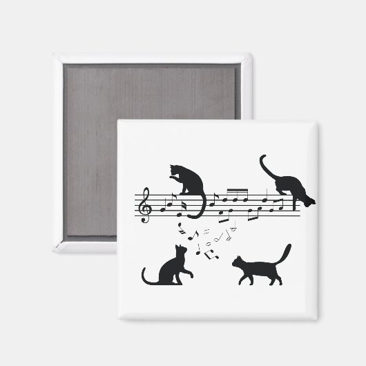 Aimant Cats Playing Music Notes (Recto/Verso)