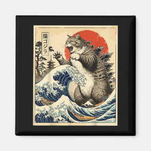 Aimant Catzilla Art Japonais Amoureux des Chats Impressio