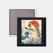 Aimant Catzilla Siamese Chat Japonais Art Funny Siamese C (Recto/Verso)