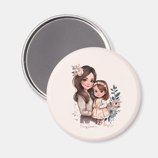 Aimant Caution adorable mère et fille (3) (Recto/Verso)