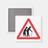 Aimant CAUTION Personnes ÂGÉES - VOYAGE UK (Recto/Verso)