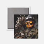 Aimant Cavalier de la citrouille Steampunk Halloween (Recto/Verso)