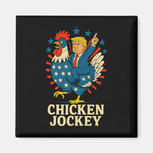Aimant Cavalier de poulet Trump drôle de mème 