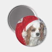 AIMANT CAVALIER KING CHARLES ESPAGNOL CHIEN AVEC SANTA HA (Recto/Verso)