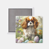 Aimant Cavalier King Charles Spaniel avec Oeufs de Pâques (Recto/Verso)