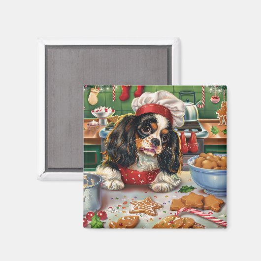 Aimant Cavalier King Charles Spaniel Baking Noël (Recto/Verso)
