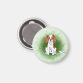 Aimant Cavalier King Charles Spaniel Blenheim sur fond ve (Recto/Verso)
