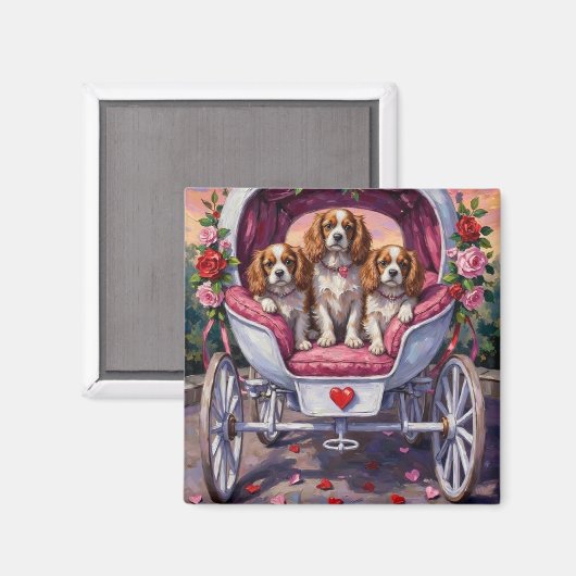 Aimant Cavalier King Charles Spaniel Chien Saint-Valentin (Recto/Verso)